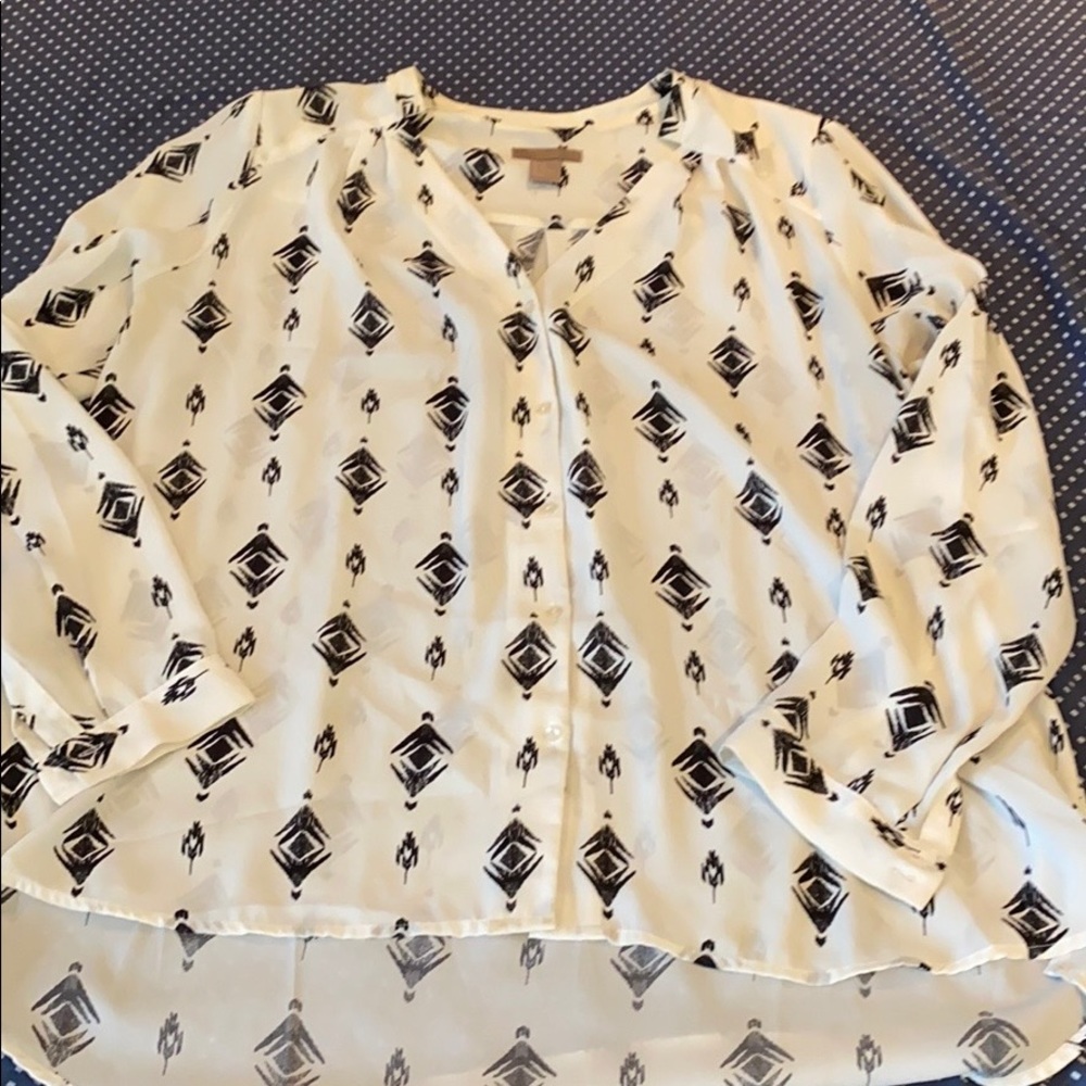 Long sleeve polyester button up blouse